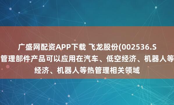 广盛网配资APP下载 飞龙股份(002536.SZ)：目前公司热管理部件产品可以应用在汽车、低空经济、机器人等热管理相关领域