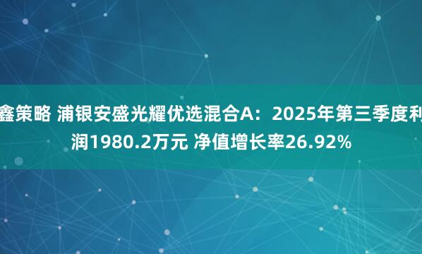 鑫策略 浦银安盛光耀优选混合A：2025年第三季度利润1980.2万元 净值增长率26.92%